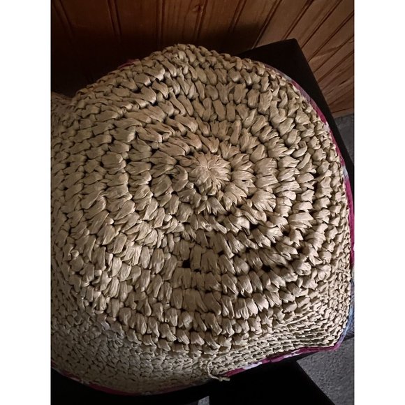 Disney World Sun Hat Pink Patchwork Brown Straw Hat Adult Beach Mickey Mouse - Picture 5 of 11